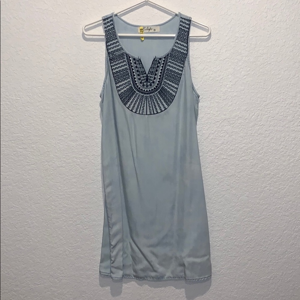 Jean Colored Dress with Detailed Top